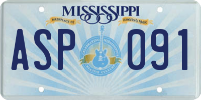 MS license plate ASP091