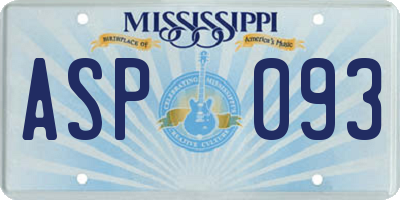 MS license plate ASP093