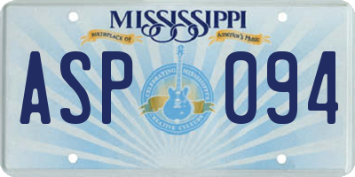 MS license plate ASP094