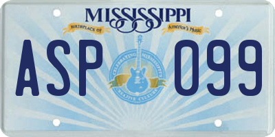 MS license plate ASP099