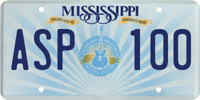 MS license plate ASP100