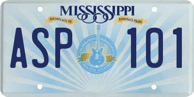 MS license plate ASP101