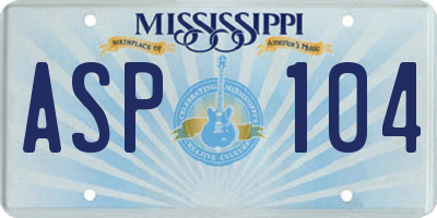 MS license plate ASP104