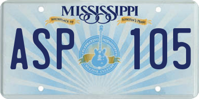 MS license plate ASP105