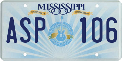 MS license plate ASP106