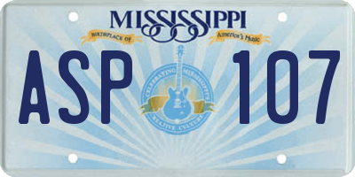 MS license plate ASP107