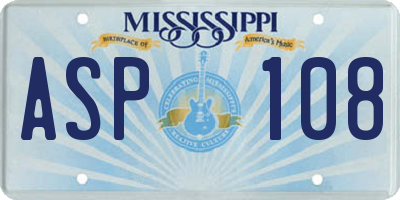 MS license plate ASP108