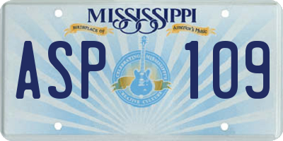 MS license plate ASP109