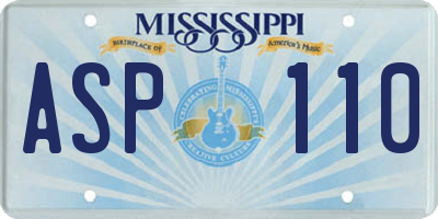 MS license plate ASP110