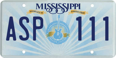 MS license plate ASP111