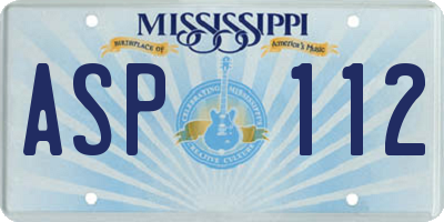 MS license plate ASP112