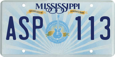 MS license plate ASP113