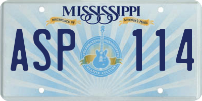 MS license plate ASP114