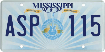 MS license plate ASP115
