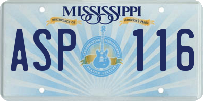 MS license plate ASP116