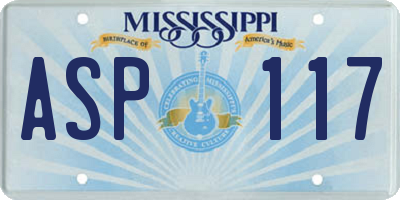 MS license plate ASP117