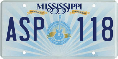 MS license plate ASP118