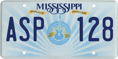 MS license plate ASP128