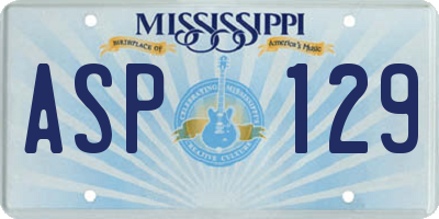 MS license plate ASP129