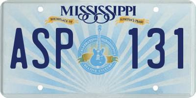 MS license plate ASP131