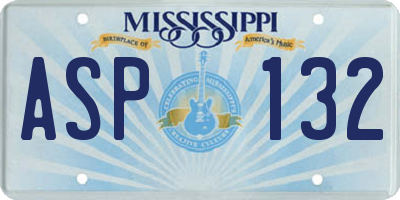MS license plate ASP132