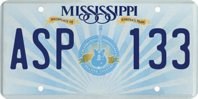 MS license plate ASP133