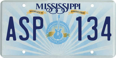 MS license plate ASP134