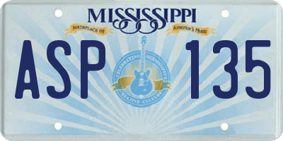 MS license plate ASP135