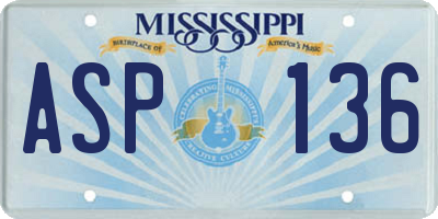 MS license plate ASP136