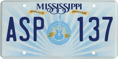 MS license plate ASP137