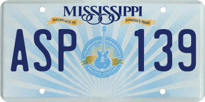 MS license plate ASP139
