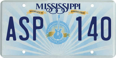 MS license plate ASP140