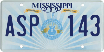 MS license plate ASP143