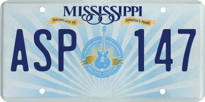 MS license plate ASP147