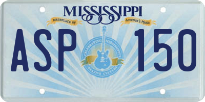MS license plate ASP150