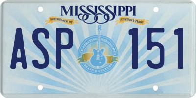 MS license plate ASP151