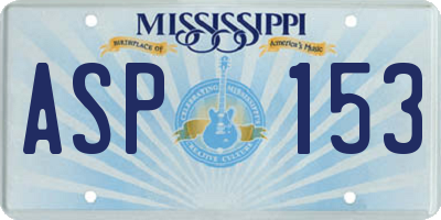 MS license plate ASP153