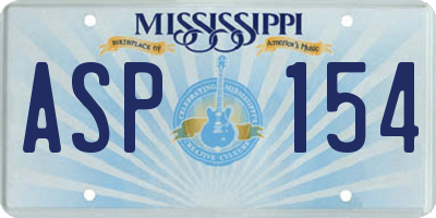 MS license plate ASP154