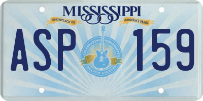 MS license plate ASP159