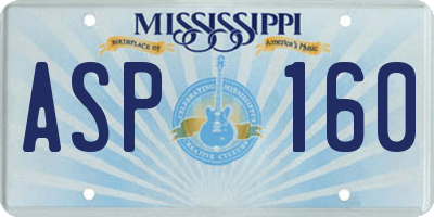 MS license plate ASP160
