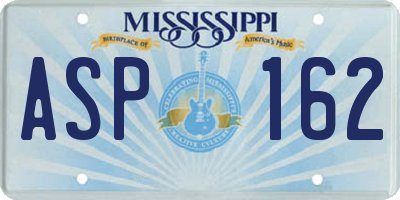 MS license plate ASP162