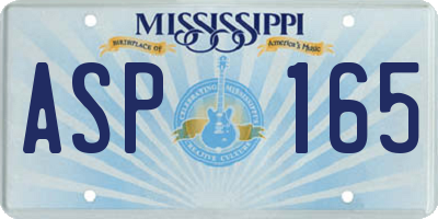 MS license plate ASP165
