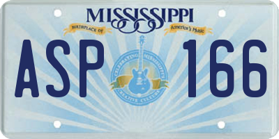 MS license plate ASP166