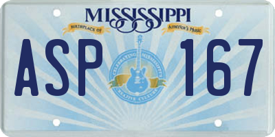 MS license plate ASP167
