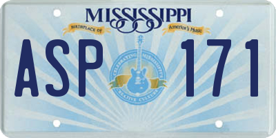 MS license plate ASP171