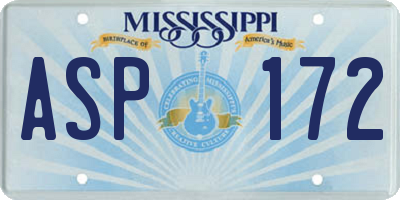 MS license plate ASP172