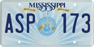 MS license plate ASP173