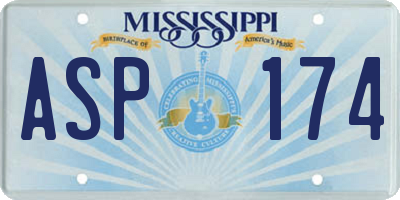 MS license plate ASP174