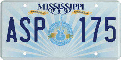 MS license plate ASP175