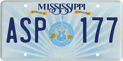 MS license plate ASP177